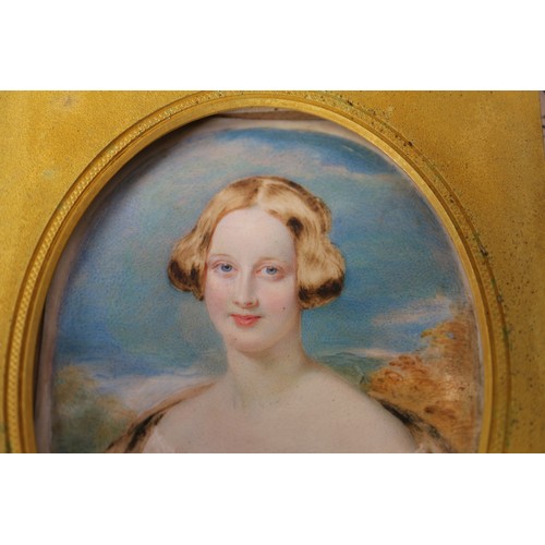 524 - Hugh Ross: an early Victorian portrait miniature, unknown woman, 3 1/2