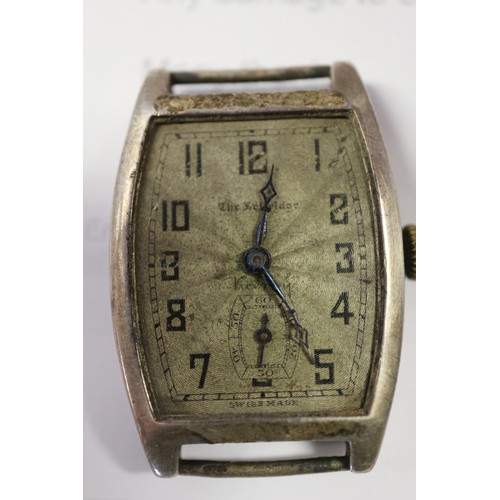 420 - A lady's rolled gold and enamelled wristwatch, an Art Deco style silver cased wristwatch, a WWI Vict... 