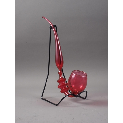 47 - A cranberry glass pipe, 15