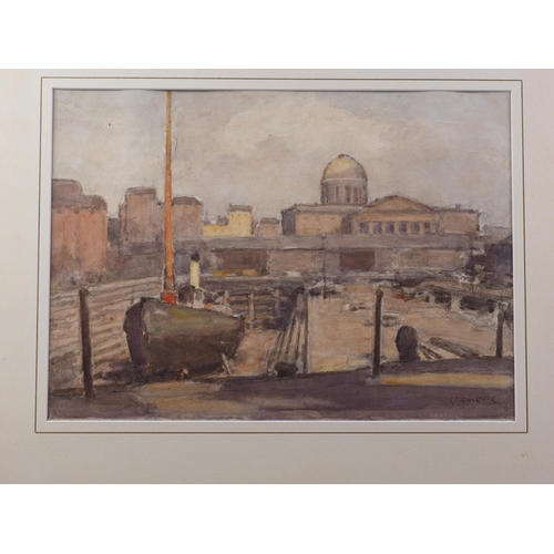 432 - Albert Ernest Brockbank: an early 20th century watercolour view of the dry dock Liverpool, 11