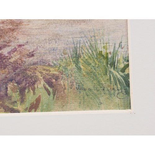 443 - J Thwaite Irving: two watercolour studies, working horses watering at dusk, 9 3/4