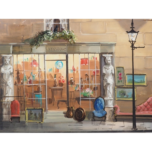 467 - Deborah Jones: oil on board, shopfront, 