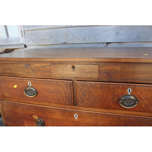 480 - A mid 18th century oak, mahogany and rosewood banded chest of one frieze drawer, two short and three... 