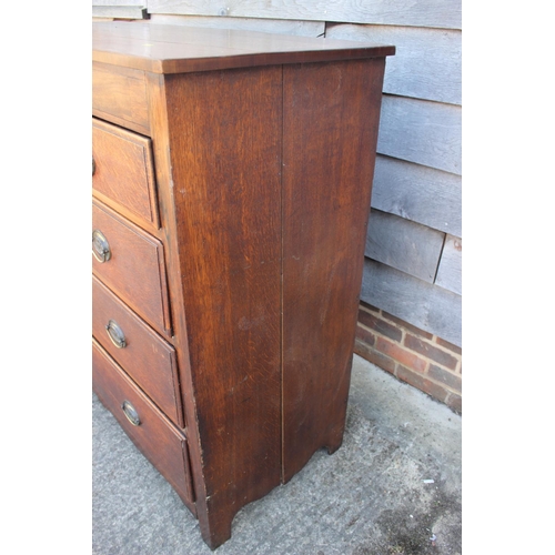 480 - A mid 18th century oak, mahogany and rosewood banded chest of one frieze drawer, two short and three... 