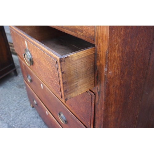 480 - A mid 18th century oak, mahogany and rosewood banded chest of one frieze drawer, two short and three... 