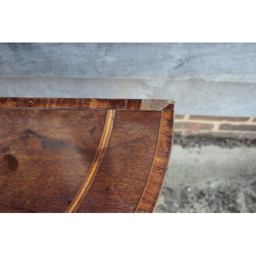 499 - A George III mahogany and banded 'D' shaped fold-over top card table, on square taper supports, 36