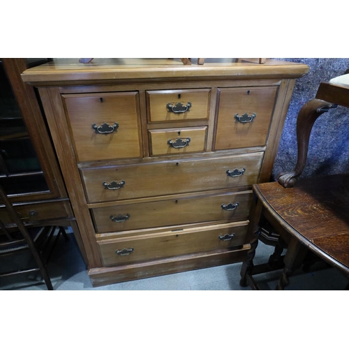 503 - A late 19th century Australian yellow wood chest of two deep, two shallow and three long drawers, on... 