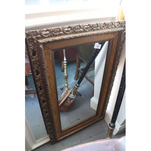 536 - A gilt pierced and velvet lined rectangular wall mirror, 11