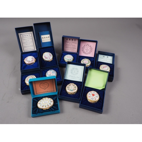 37 - A collection of ten Halcyon Days enamel boxes, mostly 