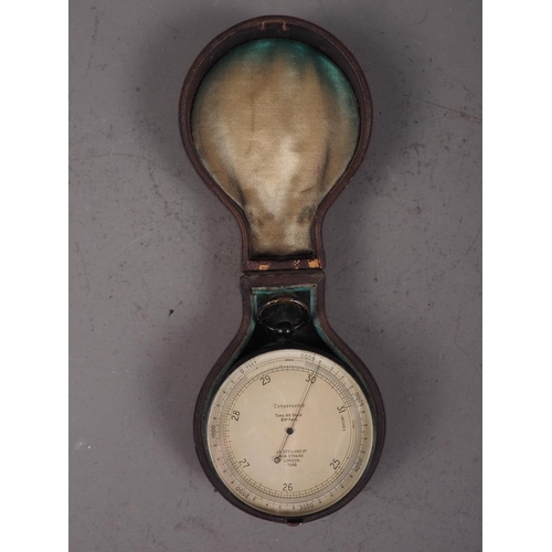 134 - A 19th century J H Steward barometer and altimeter, in leather case