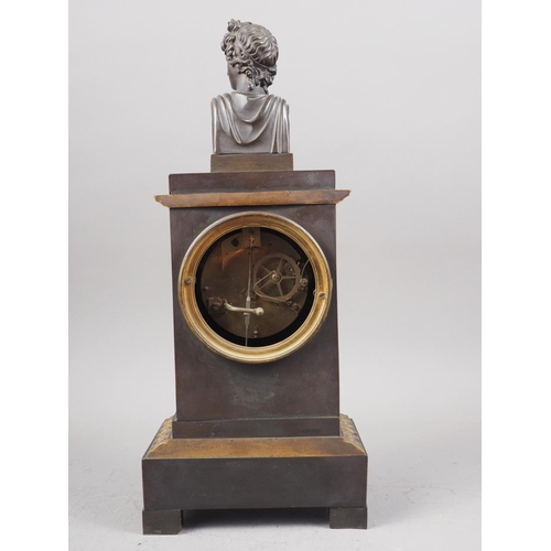 146 - An Empire style mantel clock with gilt brass Apollo's head finial, gilt dial by Anglesa Marseille, 1... 