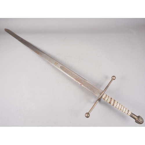 244 - A Spanish replica steel two hand broadsword, 47