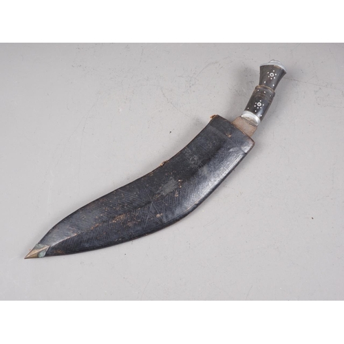 246 - A kukri with inlaid horn handle, blade 11