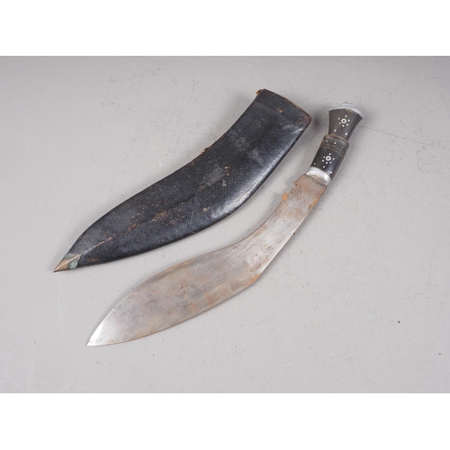 246 - A kukri with inlaid horn handle, blade 11