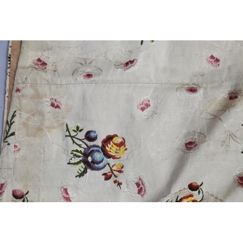 250 - A mid 18th century self-coloured and embroidered silk 