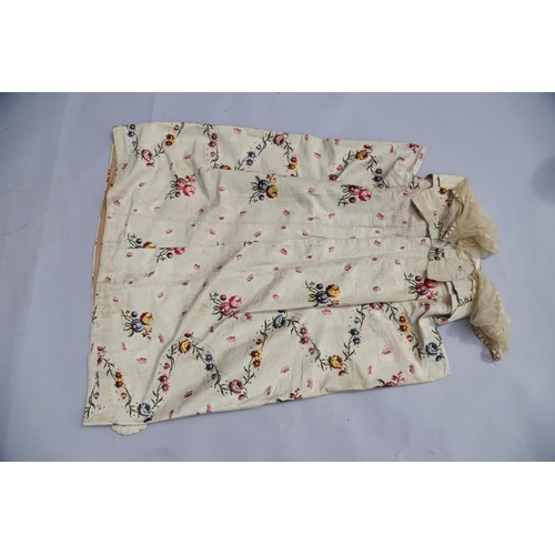 250 - A mid 18th century self-coloured and embroidered silk 