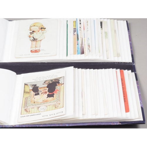 297 - A slip album of early 20th century comic postcards, including Mickey Mouse, Mable Lucie Atwell, Marg... 