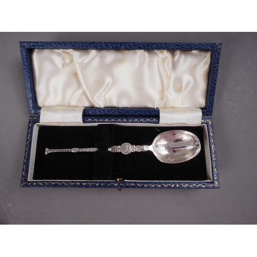 316 - A set of six silver coffee spoons, a silver 1953 Coronation spoon, in case, four silver plated coffe... 