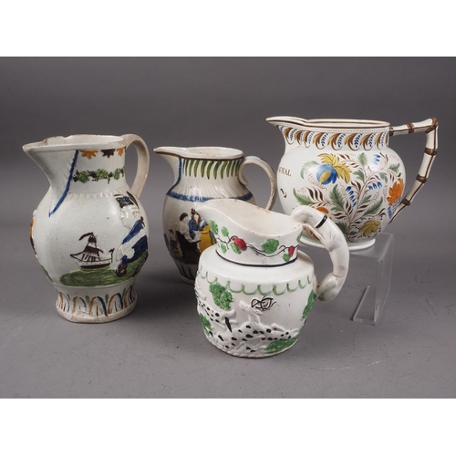 34 - A 19th century Pratt type relief decorated jug, 