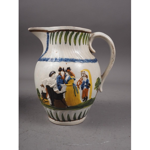 34 - A 19th century Pratt type relief decorated jug, 