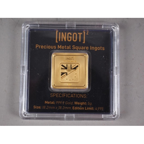 353 - A 2020 fine gold 5g Brexit ingot, in fitted case with certificate