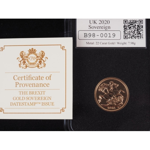 361 - A 2020 gold proof sovereign with original box and certificates