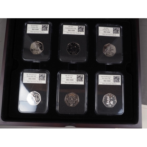 362 - A 2017 UK six coin proof set, a 2019 silver proof 50p silver proof 50p six coin set, a silver Kruger... 