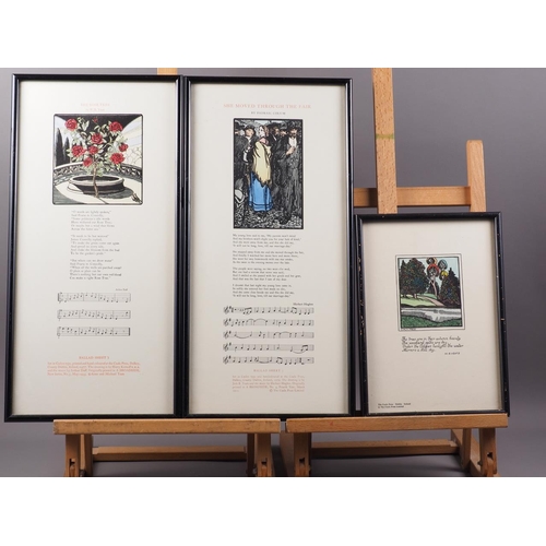 391 - Two Cuala Press coloured nursery prints and a number of other similar verse prints, etc, including Y... 