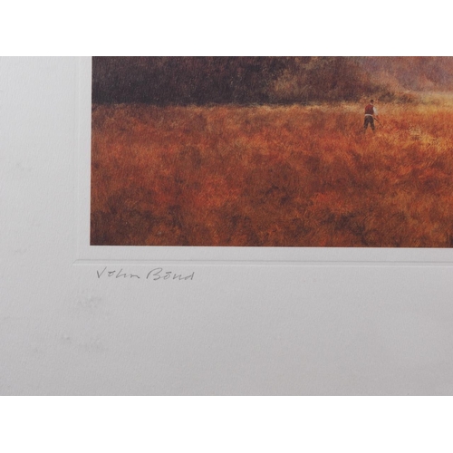 401 - John Bond: a signed limited edition colour print, harvesting scene, in strip frame