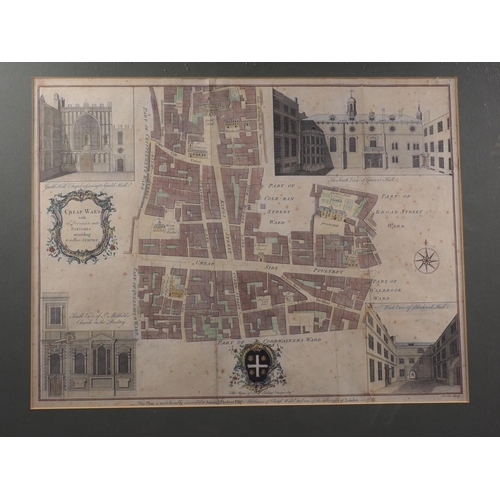 413 - Samuel Fludyer: an 18th century map, Cheapside, City of London, in strip frame