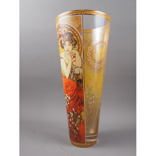 48 - A Goebel Artis Orbis Glass vase 40 Mucha Topaz, in the Art Nouveau style, 14 3/4