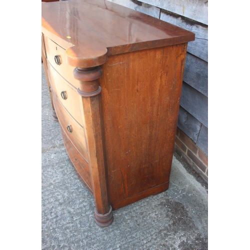 485 - A 19th century mahogany bowfront chest of two short and three long graduated drawers with flanking c... 