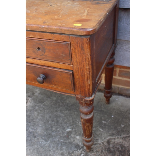 486 - A 19th century mahogany desk, fitted five drawers, on turned supports, 42