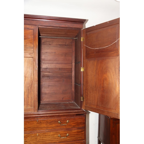 487 - A 19th century mahogany secretaire bookcase, the upper section enclosed two doors over non-fitted wr... 