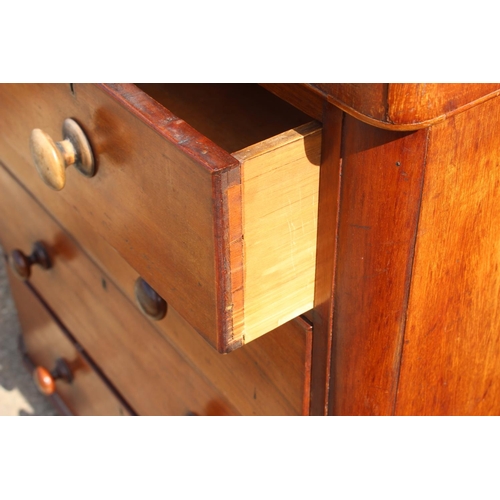 490 - A Victorian mahogany chest of two short and three long drawers with knob handles, on block base, 39