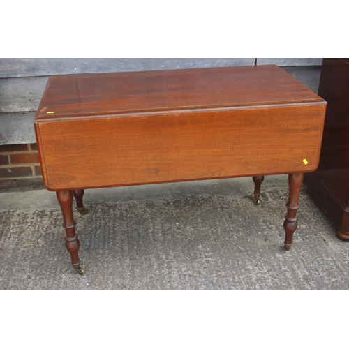 492 - A 19th century mahogany Pembroke table, fitted one drawer, on turned supports, 22