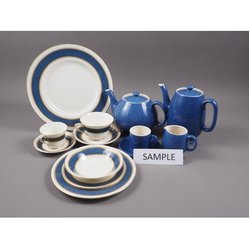 50 - A Moorcroft blue glazed coffee set for six with matching teapot and a Royal Worcester 