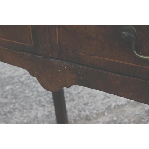 509 - An 18th century walnut side table, fitted two drawers, on chamfered supports, 32