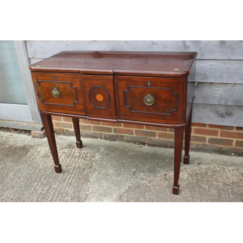 522 - A 19th century mahogany and ebony strung cross banded break bowfront sideboard, fitted two drawers, ... 