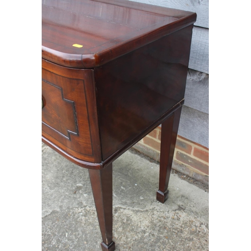 522 - A 19th century mahogany and ebony strung cross banded break bowfront sideboard, fitted two drawers, ... 