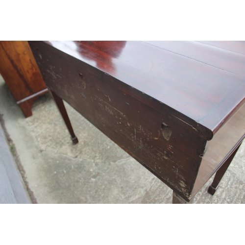 522 - A 19th century mahogany and ebony strung cross banded break bowfront sideboard, fitted two drawers, ... 