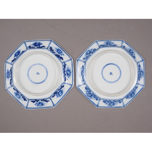 92 - A pair of Kang Hsi blue and white octagonal plates, 5