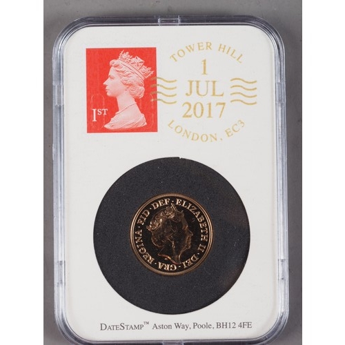 357 - A 2017 proof sovereign, slabbed with original box and certificates