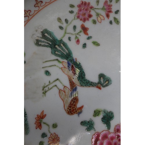 120 - A pair of Chinese famille rose and exotic bird decorated plates, 9