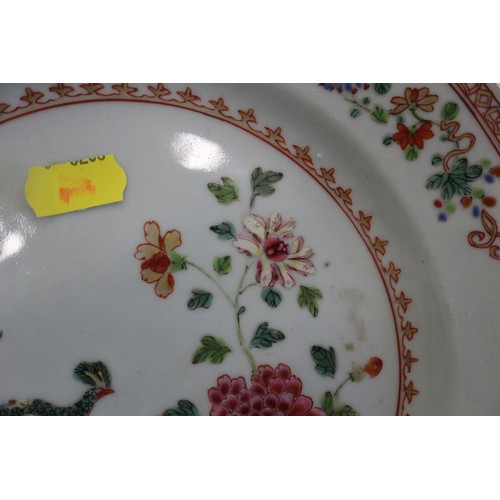 120 - A pair of Chinese famille rose and exotic bird decorated plates, 9