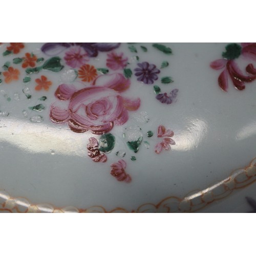 89 - A Chinese polychrome floral decorated plate, 9