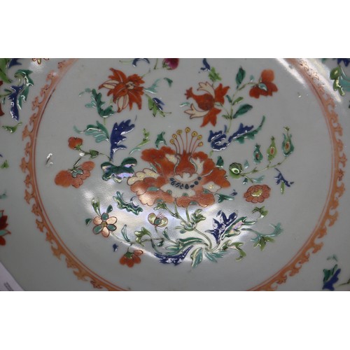 89 - A Chinese polychrome floral decorated plate, 9