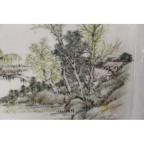 117 - A Chinese Republic shaped tray, decorated with verse and landscape, 7