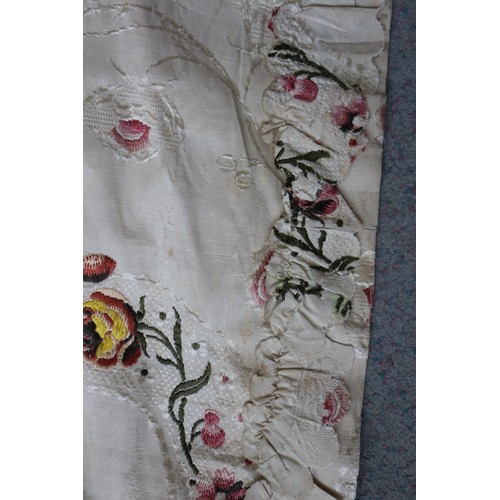 250 - A mid 18th century self-coloured and embroidered silk 