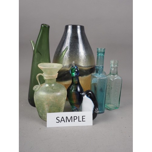 52 - A quantity of cut glass, including tumblers, scent bottles, an art glass wine glass A Batchelor Arle... 